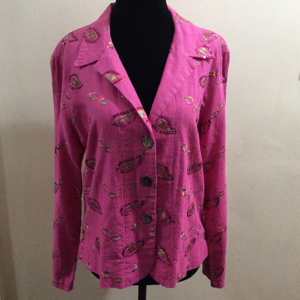 Gilmour embroidered sequin linen blend blazer